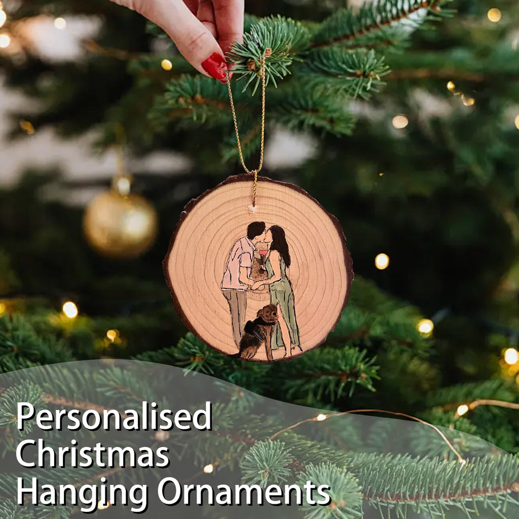 Personalized Family Portrait Xmas Ornament Gift