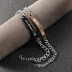 Personalized Matching Bracelets for Couple Engraving Name/Text 2 PCS Set Customized Metal Bracelet for Lover Custom Name Dainty Charm Bracelet for Men Women Valentines Gift for Her Him Jewelry Set