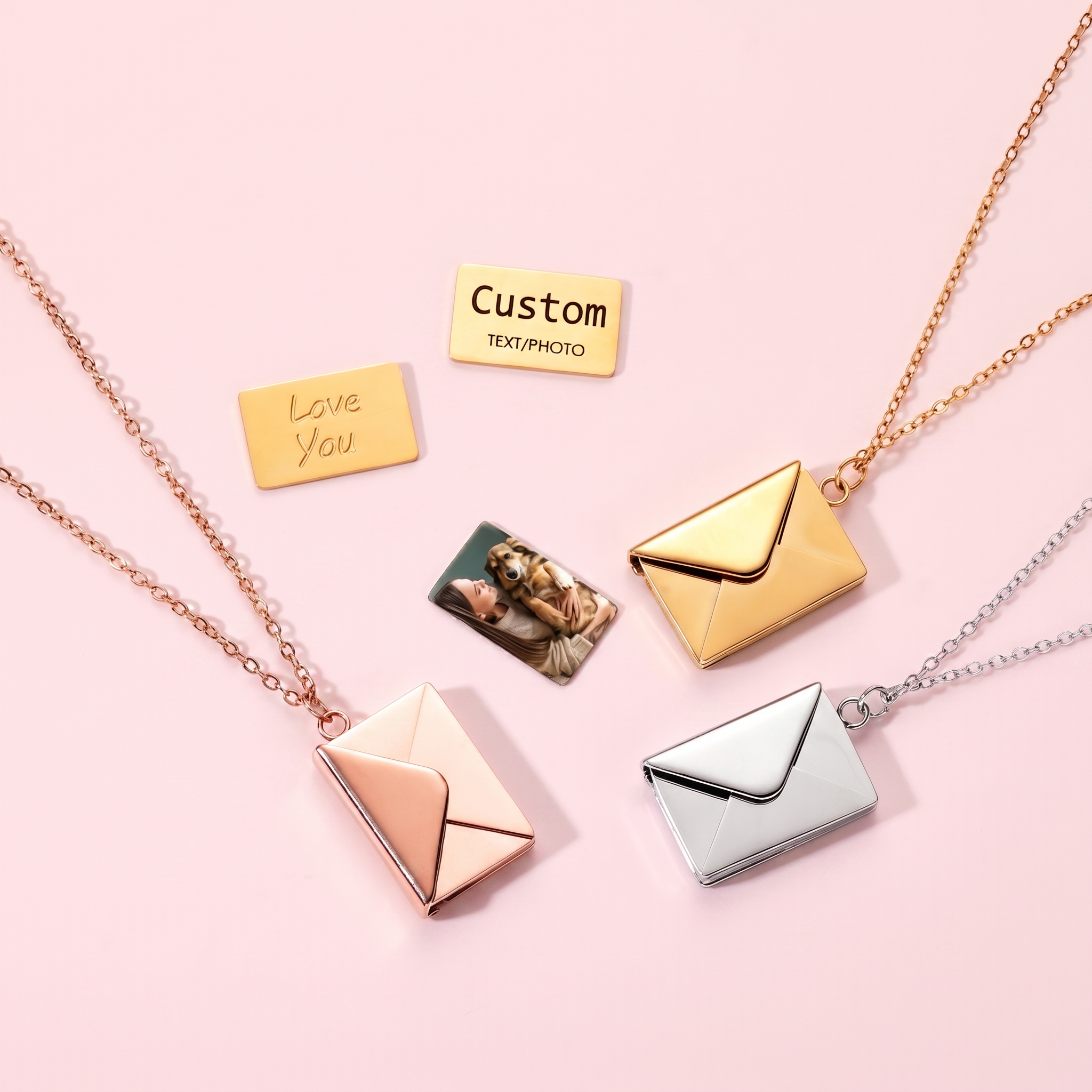 Custom Envelope Necklace With Secret Message Letter Necklace Envelope Name Locket Couple Jewelry Best Friend Gift