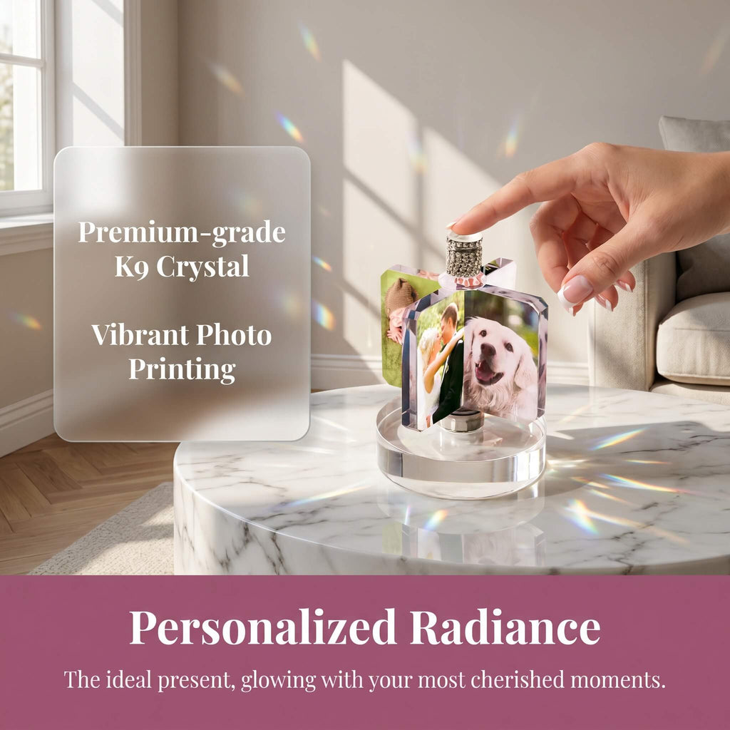 Personalized Rotating Picture Frame Custom Crystal Picture Frame with Photo Gifts for Women Wife Mom Her Him Great Customized Gift With Your Own Photo - Anniversary Wedding Birthday