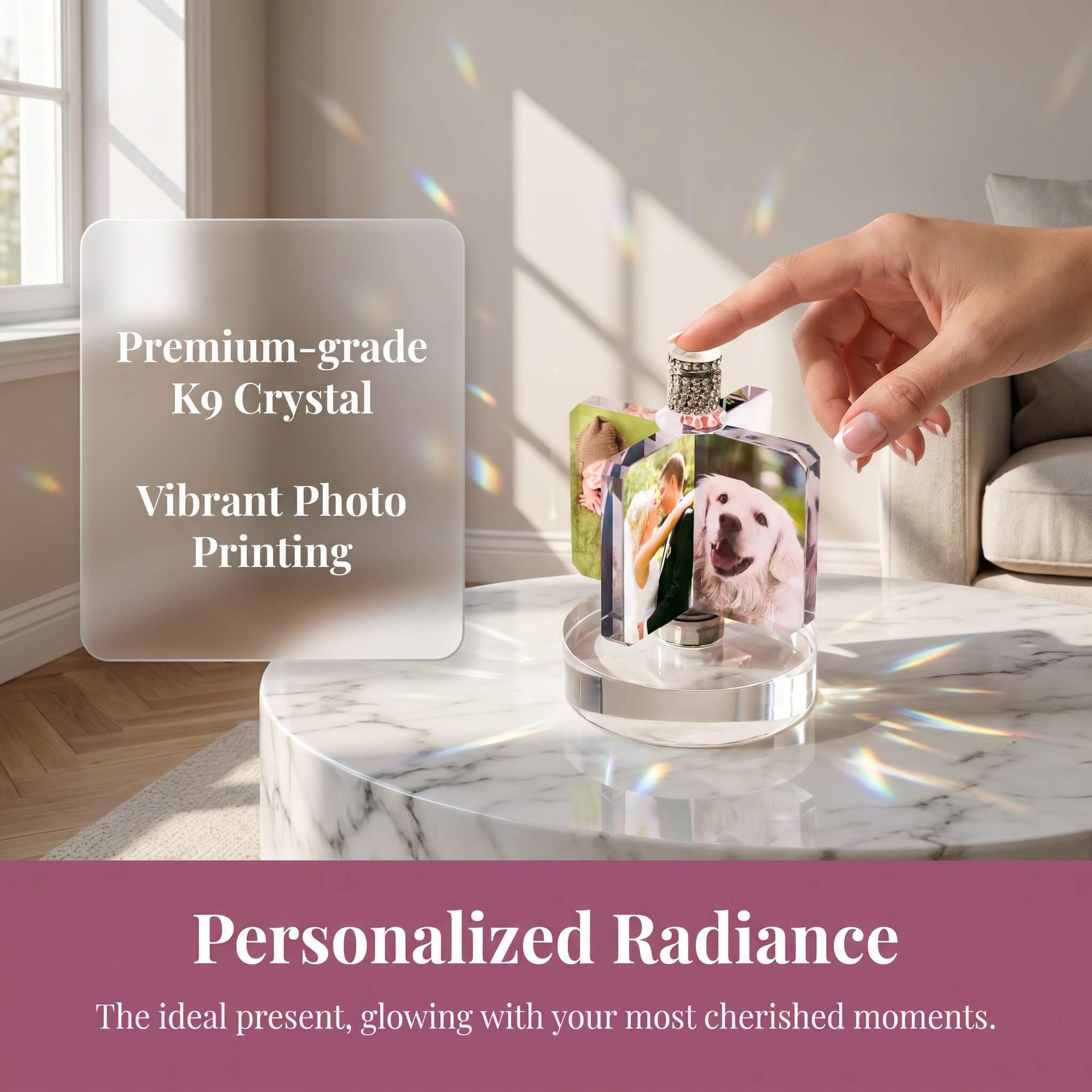 Personalized Rotating Picture Frame Custom Crystal Picture Frame with Photo Gifts for Women Wife Mom Her Him Great Customized Gift With Your Own Photo - Anniversary Wedding Birthday