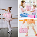 Personalized Kids Dance Ballet Bag Large Capacity Fashion Tote Bag Custom Dance Bag Waterproof Kids Travel Bag Pink Lace Bag for Girls Yoga Bag Dance Duffle Bag