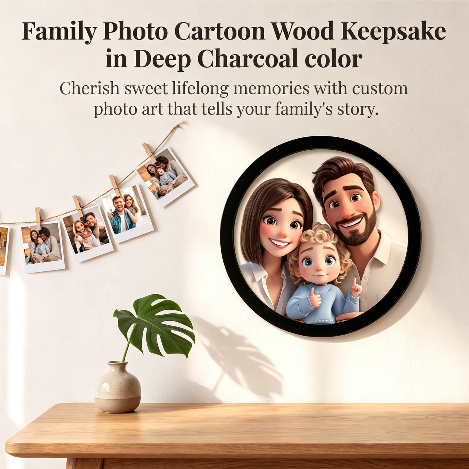 Personalized Cartoon Style Photo Sign Custom Portrait Gifts for Family & Friends Photo Framed Wall Art Family Artwork Decor Gift for Couples Newlyweds Wedding Anniversary Xmas