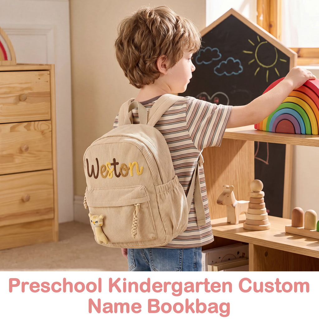 Custom Embroidered Corduroy Toddler School Backpack