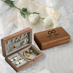 Personalized Wooden Jewelry Box, Travel Jewelry Case, Large Storage, Ring Compartments, Built in Necklace Hooks