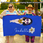 Personalized Beach Towels with Name and Birth Flower  Cartoon Women Oversized Beach Towel  Travel Beach Towel for Women for Swimming Pool Camping Beach  Gifts for Sisters Friends Besties Adult Gift