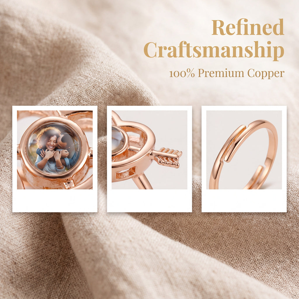 Custom Photo Projection Ring Personalised Ring Picture Inside Heart Shape Men's and Women's Rings