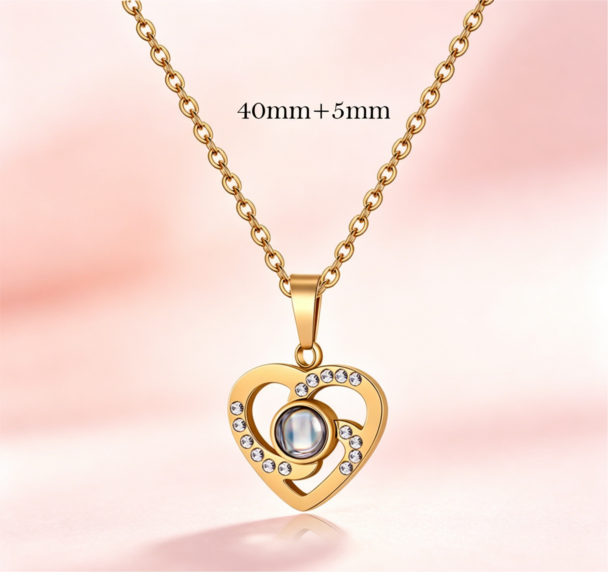 Personalized Picture Projection Necklace for Women - Custom Photo Love Heart Pendant - Customized Portrait Jewelry - Birthday Anniversary Memorial Gifts for Her