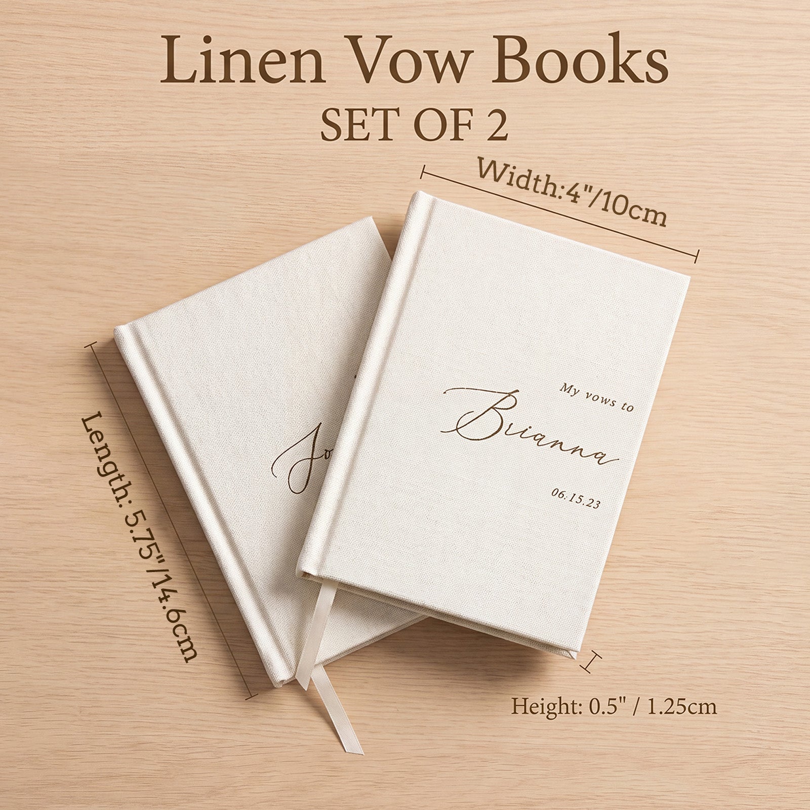 Linen Hardcover Wedding Vow Books Set