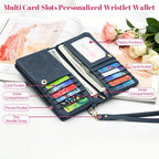 Personalized Wristlet Wallet for Women Custom Pearl Initial Birth Flower and Name  PU Leather Wallet with Coin Pocket  Id Window & Grip Hand Strap  Mother's Day  Birthday Gift for Mom Friends