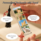 Personalized Bookmark with Photo and Text Custom Photo Acrylic Bookmark with Tassel Book Marks for Reading Gift for Women Men Readers Kids Book Lover Teacher Classmate Christmas Father's Day