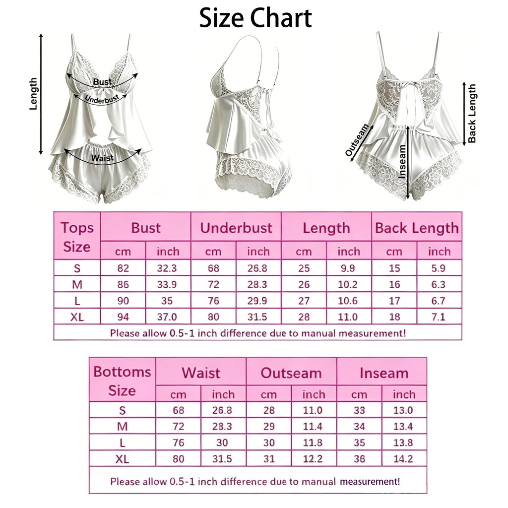 Personalized Women's Satin Lingerie Set PJs Cami Top And Shorts Set Custom Embroidery Name Soft Satin Lace Bridal Underwear Bridesmaid Gifts Bridal Shower Honeymoon Gifts for Bride to Be
