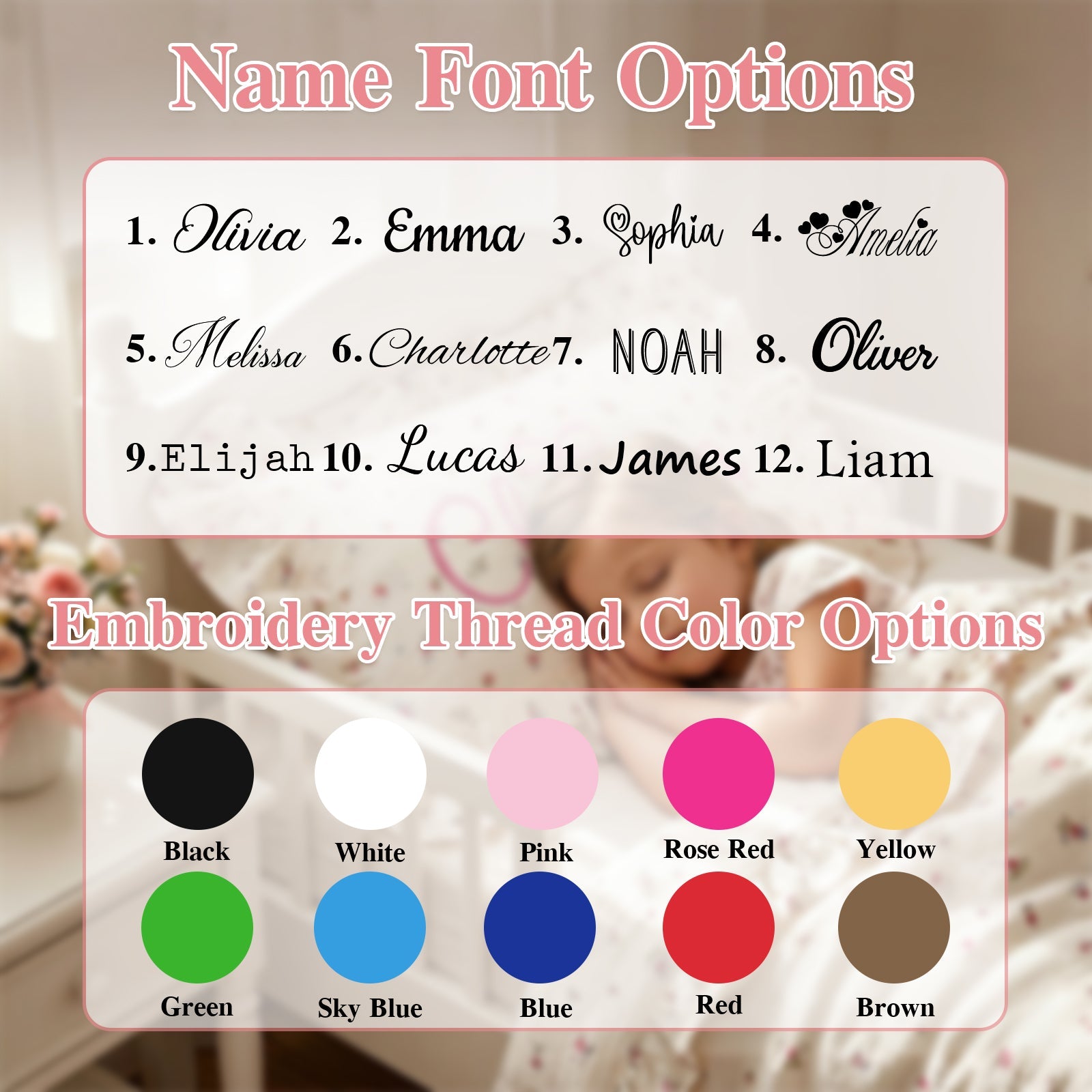 Personalized Muslin Toddler Pillowcase 100% Cotton Baby Pillows Cover with Embroidered Name Crib Nursery Pillowcase for Boys Girls Envelope Closure Newborn Gifts for Baby Showers Birthday