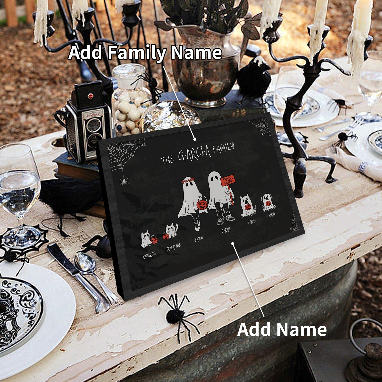 Personalized Halloween Sign, Custom Halloween Family Sign