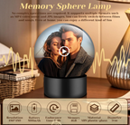 Memory Sphere Lamp Crystal Ball Video Player 2.8" Memory Orbs Ornament 4GB Uploadable Videos & Photos Personalized Unique Desk Night for Couples Friends Birthday Christmas (White Memory Orb WIFI)