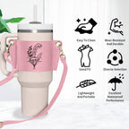 Personalized Water Bottle Holder with Strap, Custom PU Leather Water Bottle Holder