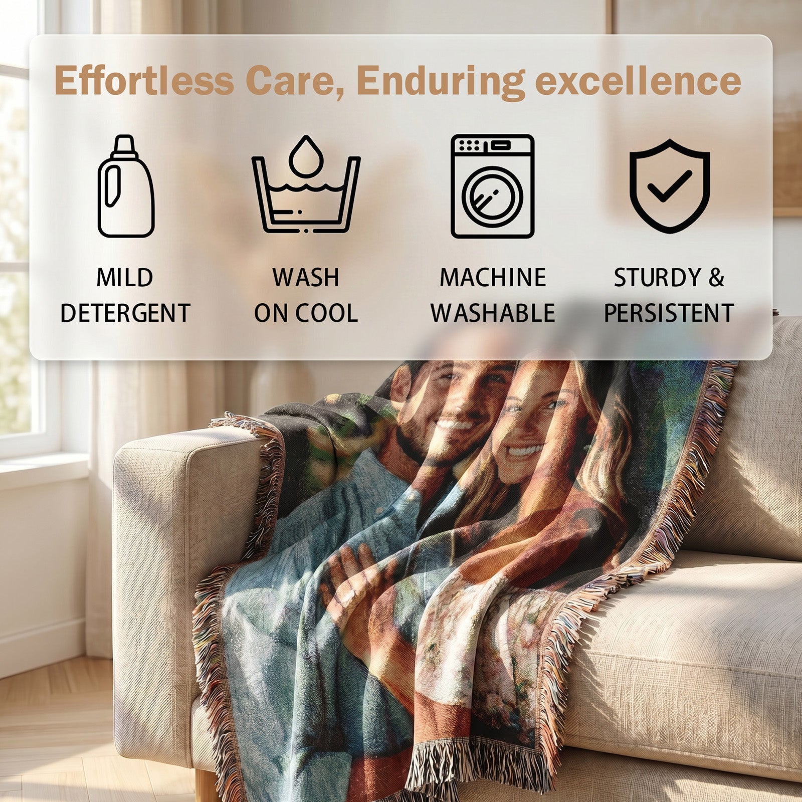 Personalized Blanket with Picture Text Custom Blanket for Mom Dad Couple Girlfriend Boyfriend Husband & Wife Home Decor Woven Tapestry Pet Memorial Blanket Gift for Wedding Anniversary