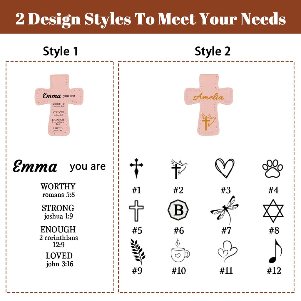 Personalized Magnetic Christian Bookmarks Custom PU Leather Bookmark with Name & Bible Verses Catholic Cross Book Marks Religious Gifts for Women Students Teachers Father Book Lovers