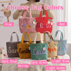 Personalized Embroidered Corduroy Tote,Custom Name Tote Bag