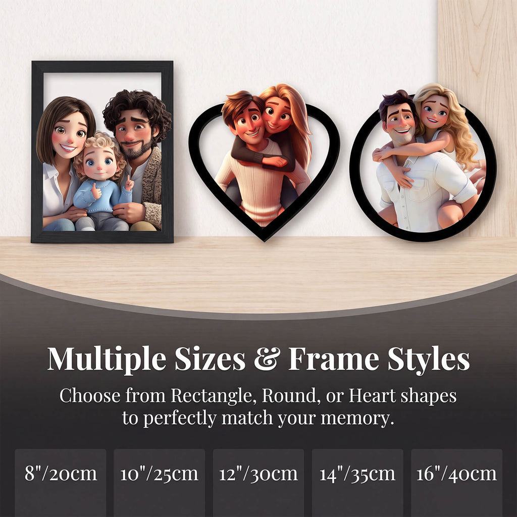 Personalized Cartoon Style Photo Sign Custom Portrait Gifts for Family & Friends Photo Framed Wall Art Family Artwork Decor Gift for Couples Newlyweds Wedding Anniversary Xmas