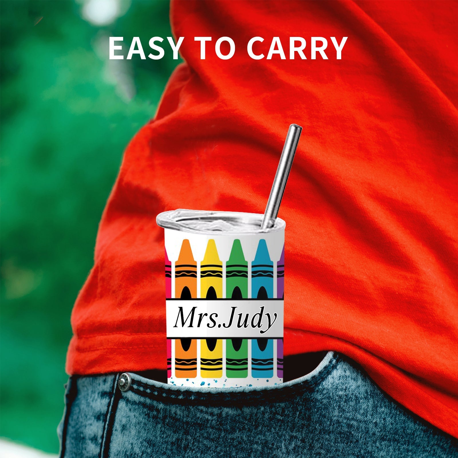 Personalized Tumbler for Teacher, Custom Pencil Printed Stainless Steel Bottle