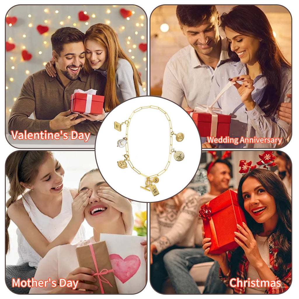 Personalized Gold Charm Necklace, Handmade Necklaces, DIY Ruby Charm Necklace