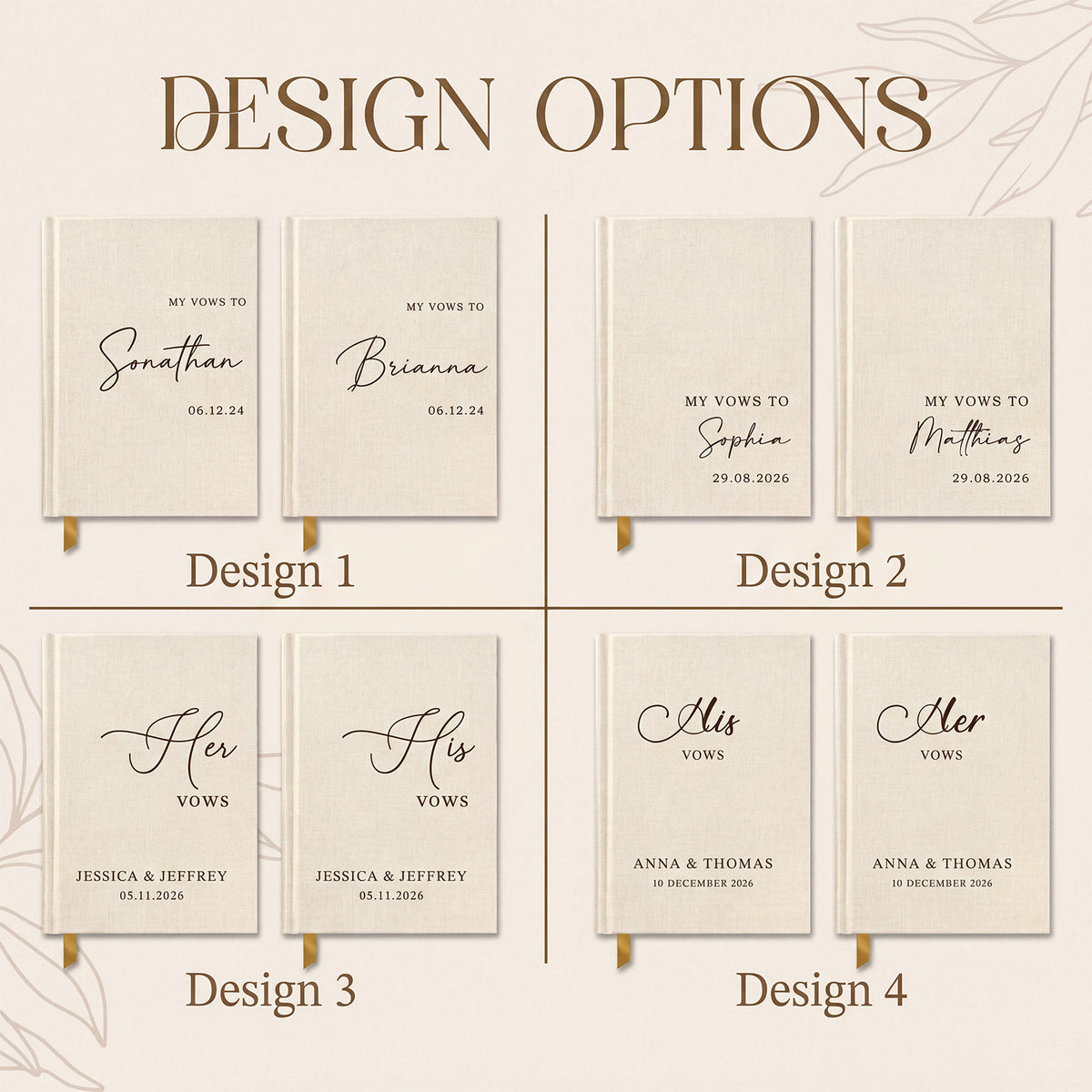 Linen Hardcover Wedding Vow Books Set