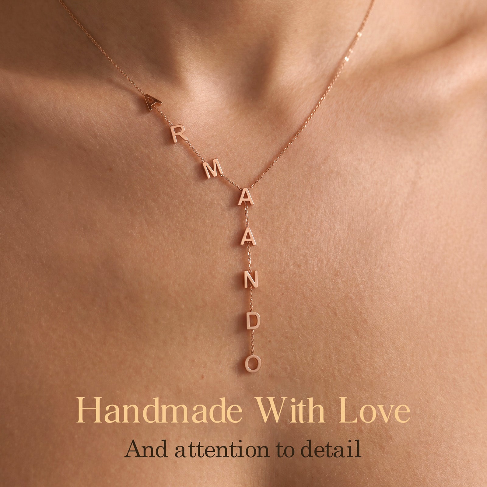 Personalized Lariat Initial Necklace for Women Custom Y-Shaped Name Necklace 18k Gold Plated Jewelry Gifts for Mom Wife Girlfriend Bridesmaids Mother's Day Anniversary Wedding Gifts
