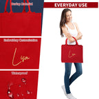 Personalized Red Jute Tote Bag