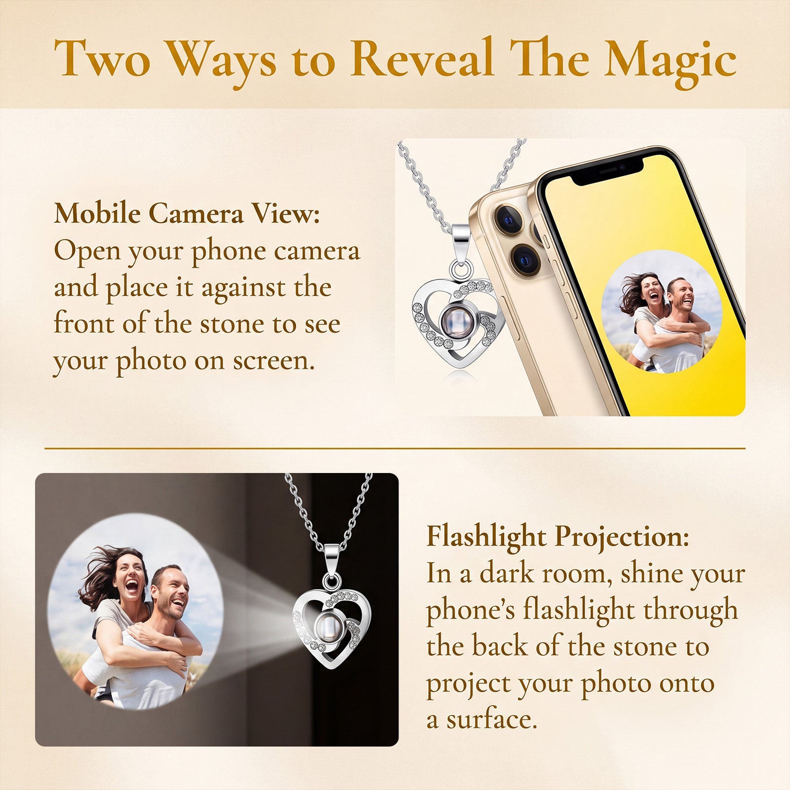 Personalized Picture Projection Necklace for Women Sterling Silver Portrait Jewelry Custom Photo Inside with Heart Charm Gifts for Mom Grandma Wife Bride Birthday Anniversary Xmas Gifts