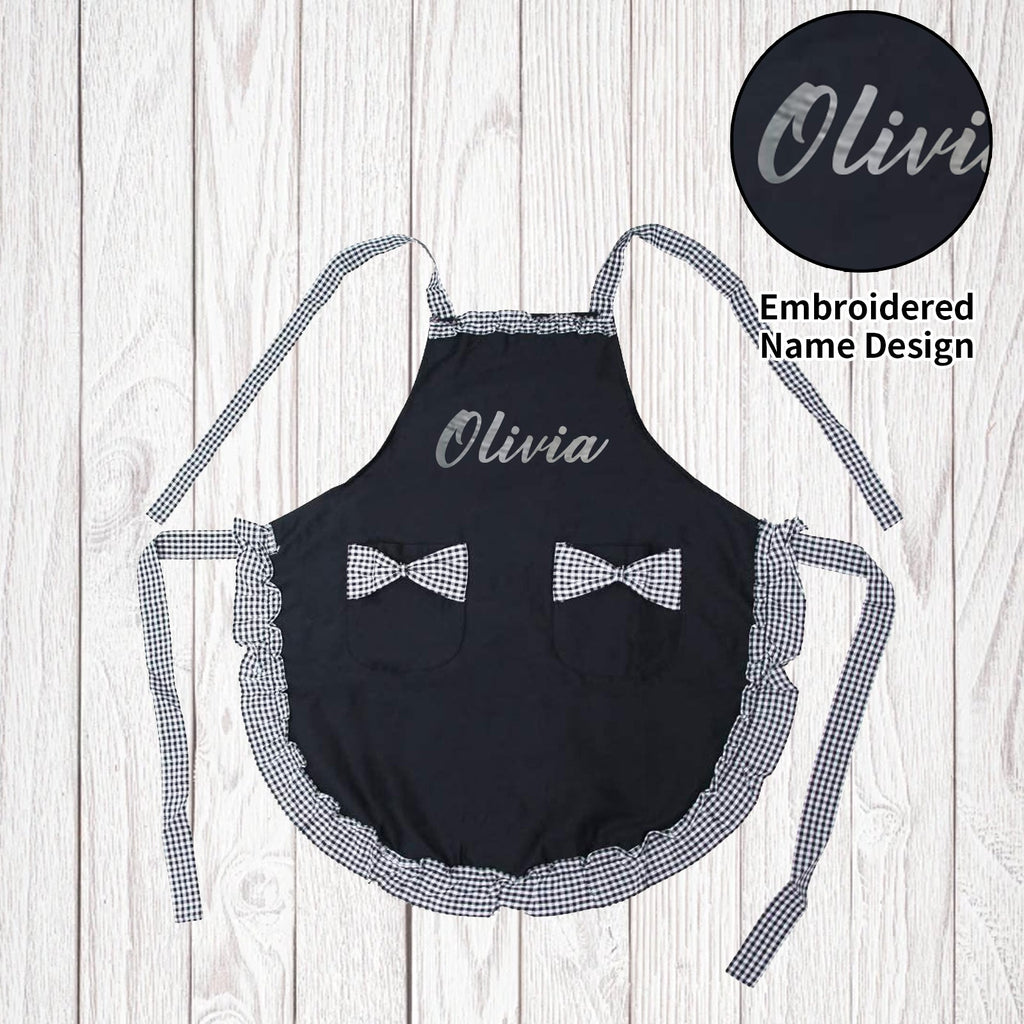 Personalized Name Embroidered Women's Apron | Customized Retro Cute Apron