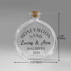 Personalized Glass Honeymoon Memory Keepsake Sand Jar with Name and Date Wedding Vacation Gift for Couples Bride Groom Newlyweds