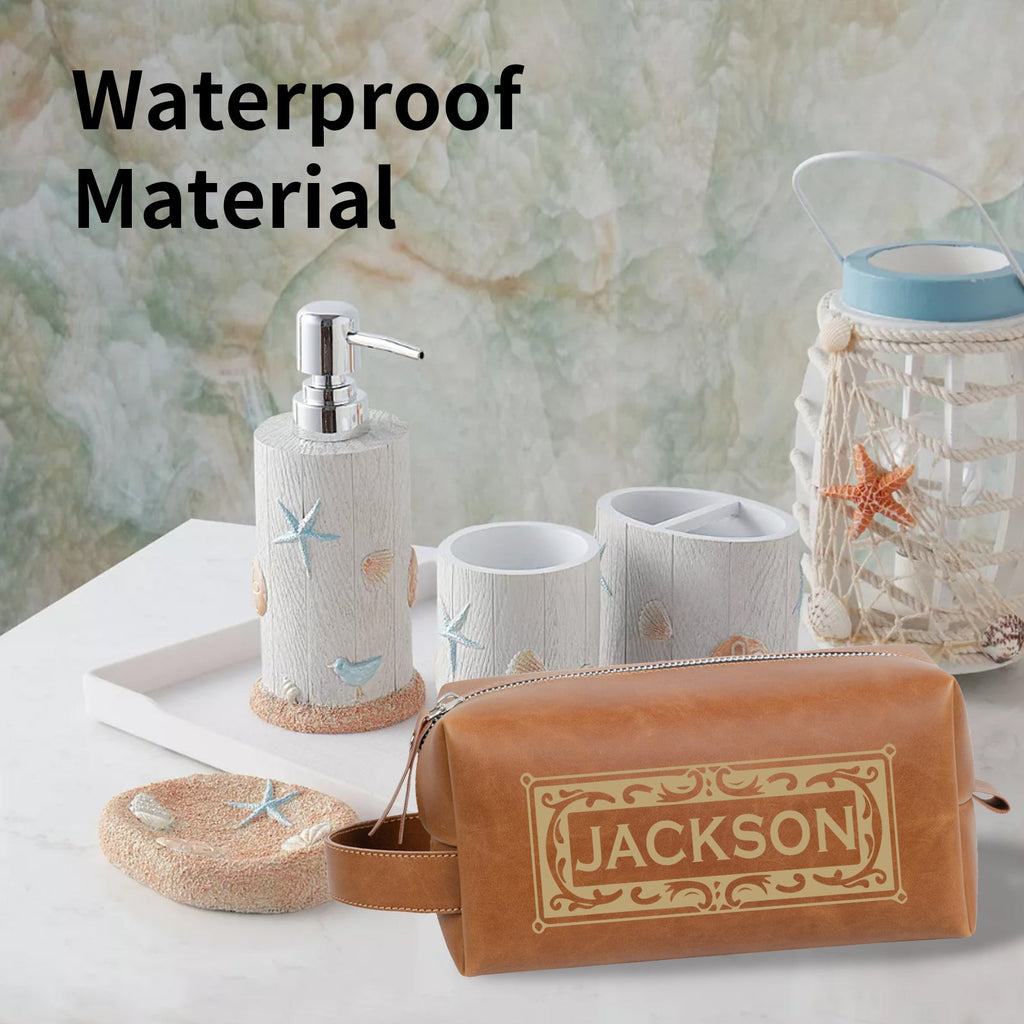 Personalized UV Printed Toiletry Bag Customizable PU Leather Bag Dopp Kit Waterproof Wash Bag Suitable