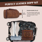 Personalized Hanging Travel Toiletry Bag PU Leather Waterproof Shaving Bag for Men and Women for Accessories Shampoo Full-size Container Toiletries for Groomsmen Husband
