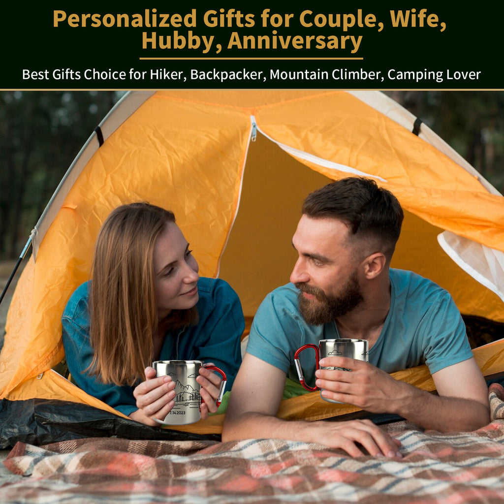 Personalized Carabiner Camping Mug | Unique Adventure Gift for Couples & Outdoor Lovers