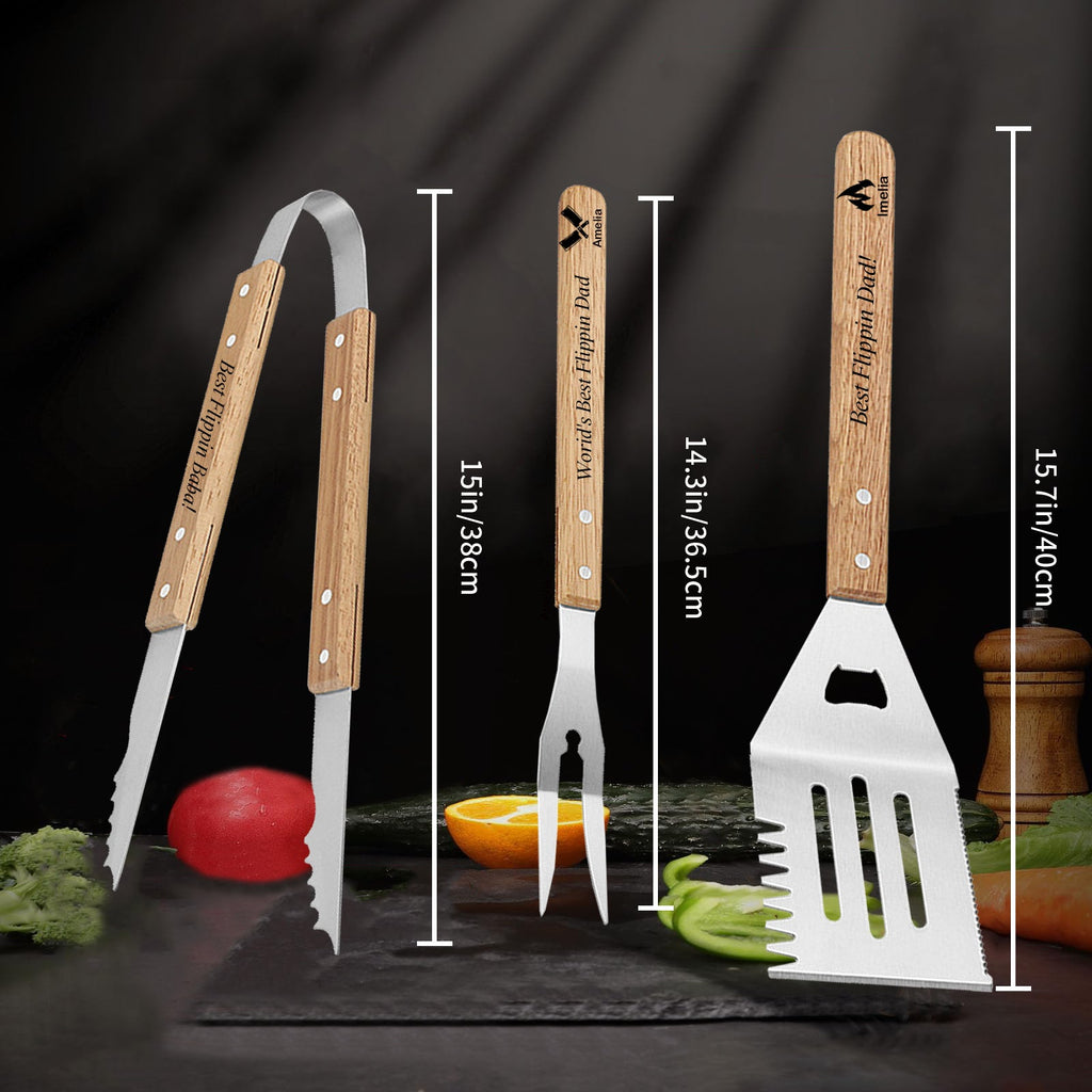 Personalized BBQ Grill Tools Set, Must-Have Accessories for Grilling and Barbecuing Ideal Gift for Father's Day