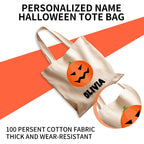 Personalized Halloween Tote Bag with Name, Custom Printed Name Halloween Basket