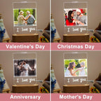 Personalized Photo Lamp 3D LED Light with Pen Writing Your Words Custom Light Up Sign Acrylic Plaque Wooden Base Night Light Table Lamp for Mom Dad Boys Girls Birthday Anniversary Wedding Gift