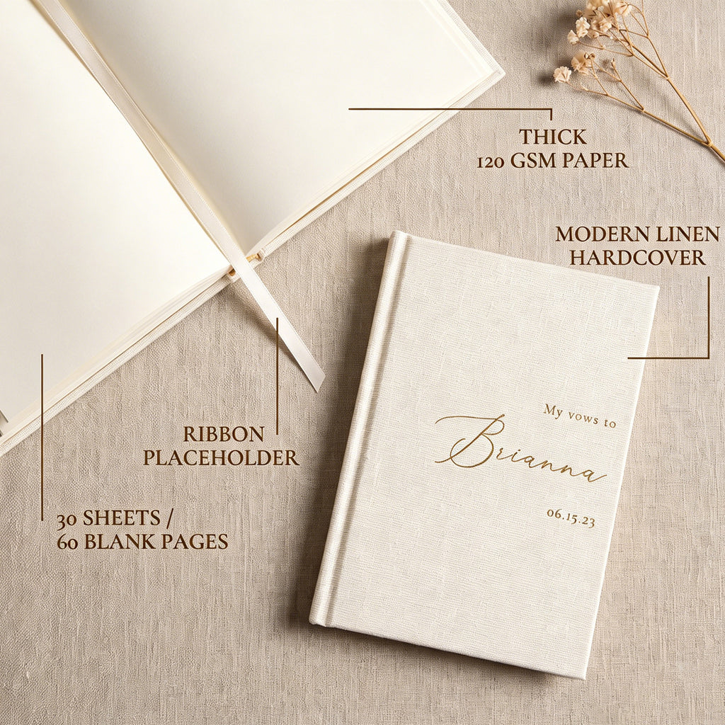 Linen Hardcover Wedding Vow Books Set