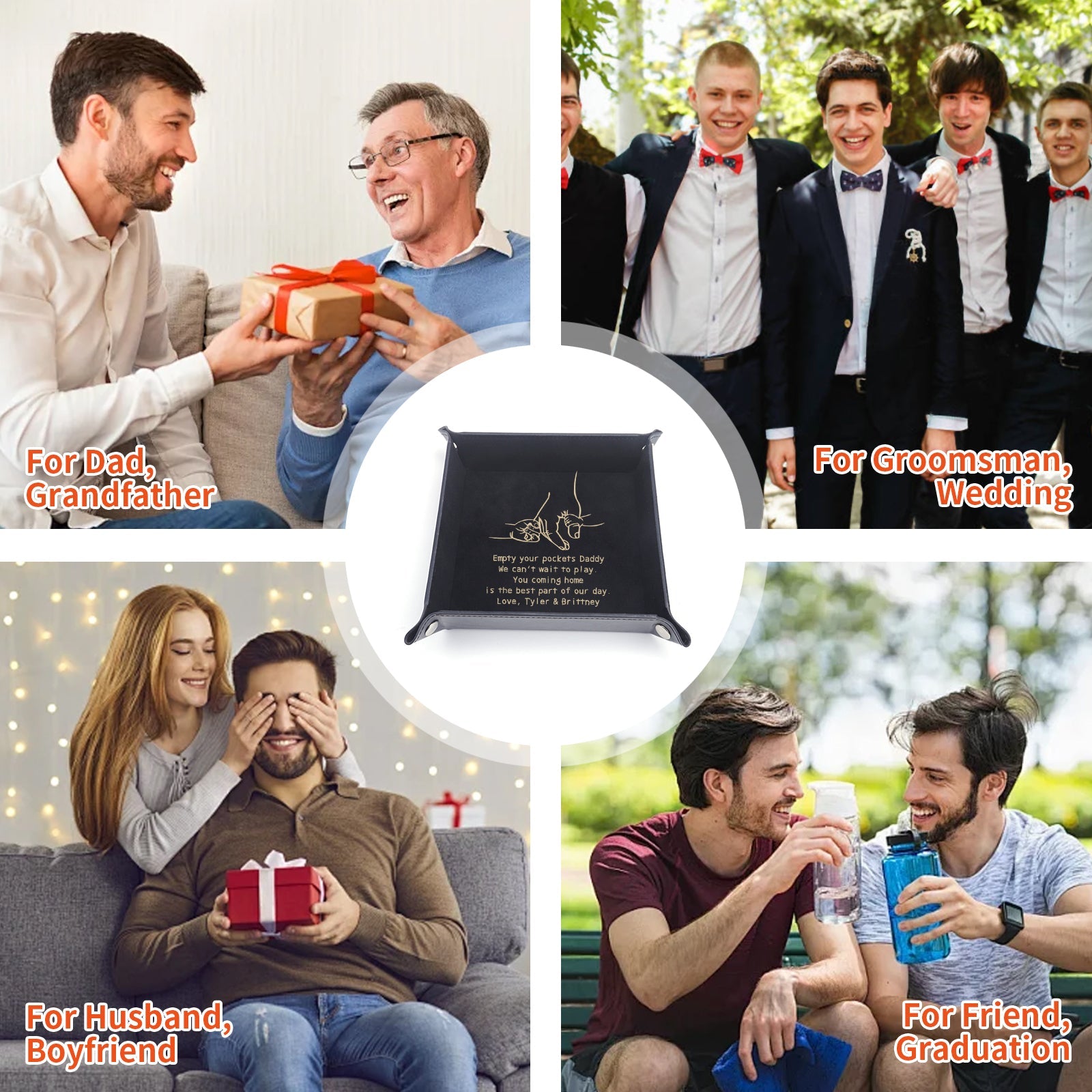 Personalized Father Leather Storage Tray