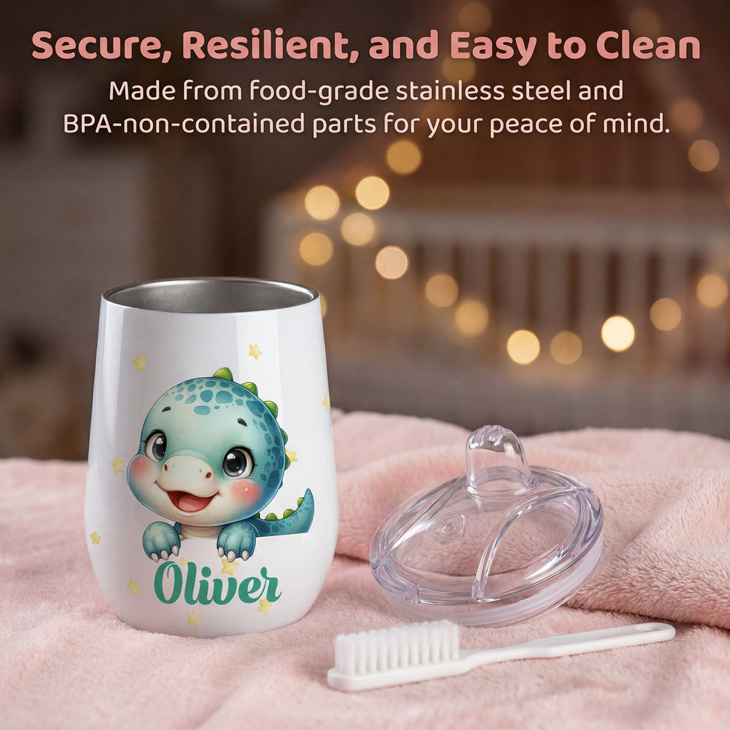 Personalized Insulated Sippy Cup for Toddlers Custom Cute Animal and Name Baby's First Straw Cup Training Cup with Handle BPA Free 6m+ 10 oz/300ml Birthday Baby Shower Xmas Gifts