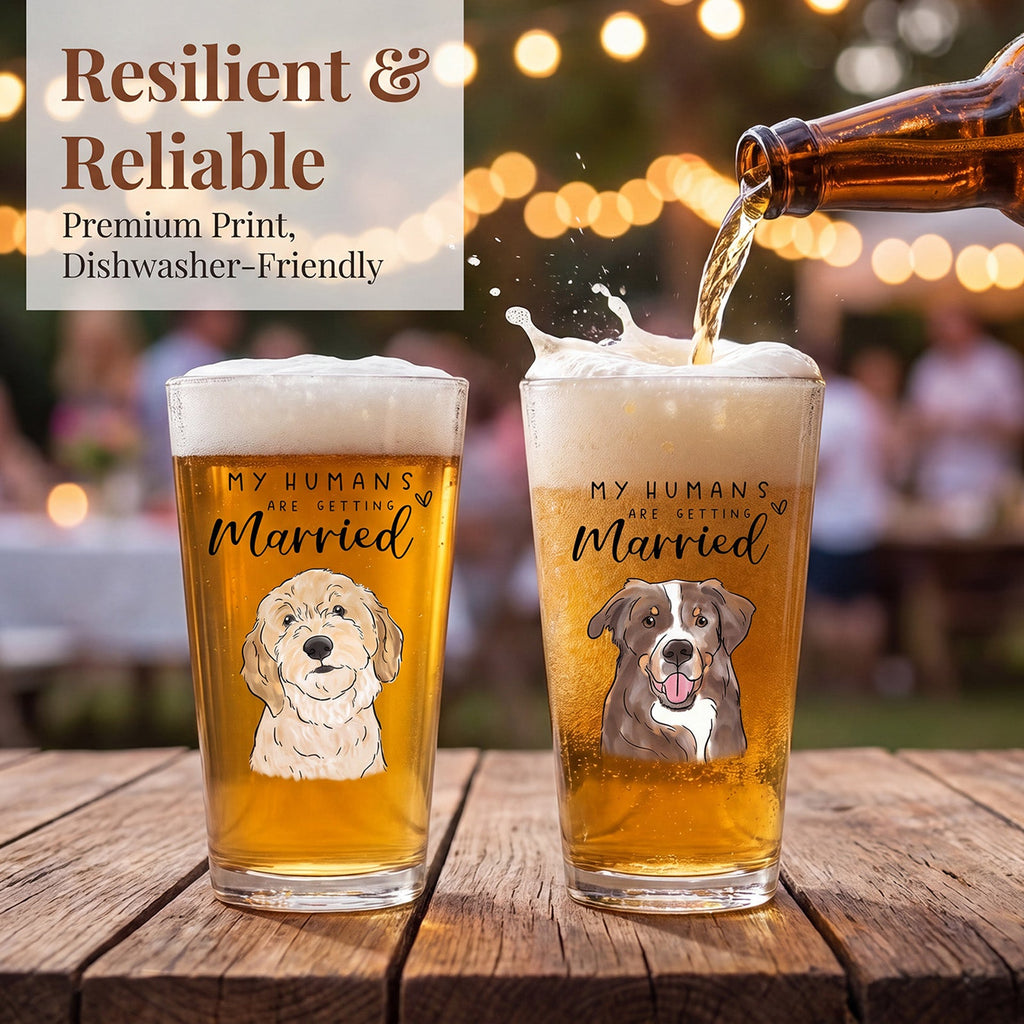 Personalized Pet Engagement Mug My Humans Are Getting Married Glass Engagement Gifts For Couple Proposal Decorations Whiskey Wine Glasses Gifts for Newly Engaged Couple Family Friends
