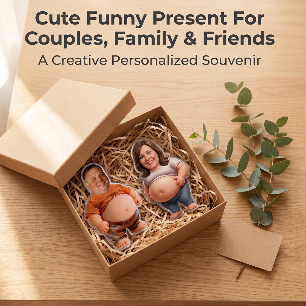 Personalized Face Squishy Belly Fridge Magnet Custom Photo Fridge Magnet with 3D Soft Squeeze Belly Cute Funny Gifts for Family Friends Couple Birthday Father's Day Anniversary Xmas Gifts
