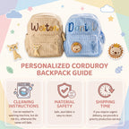 Custom Embroidered Corduroy Toddler School Backpack