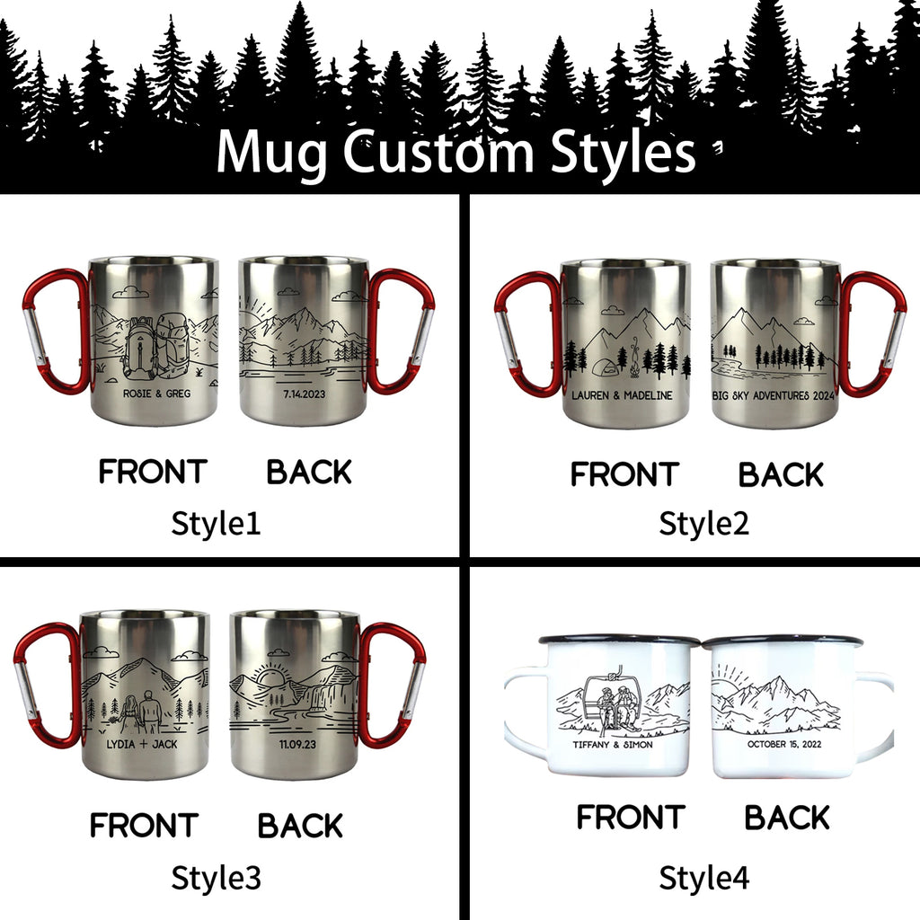 Personalized Carabiner Camping Mug | Unique Adventure Gift for Couples & Outdoor Lovers