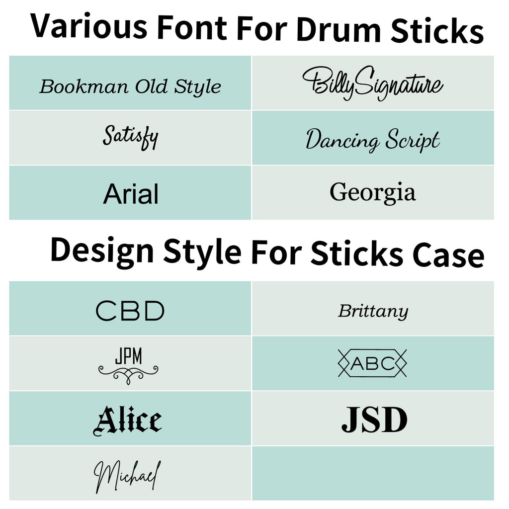 Personalized Wooden Drumsticks with Leather Case