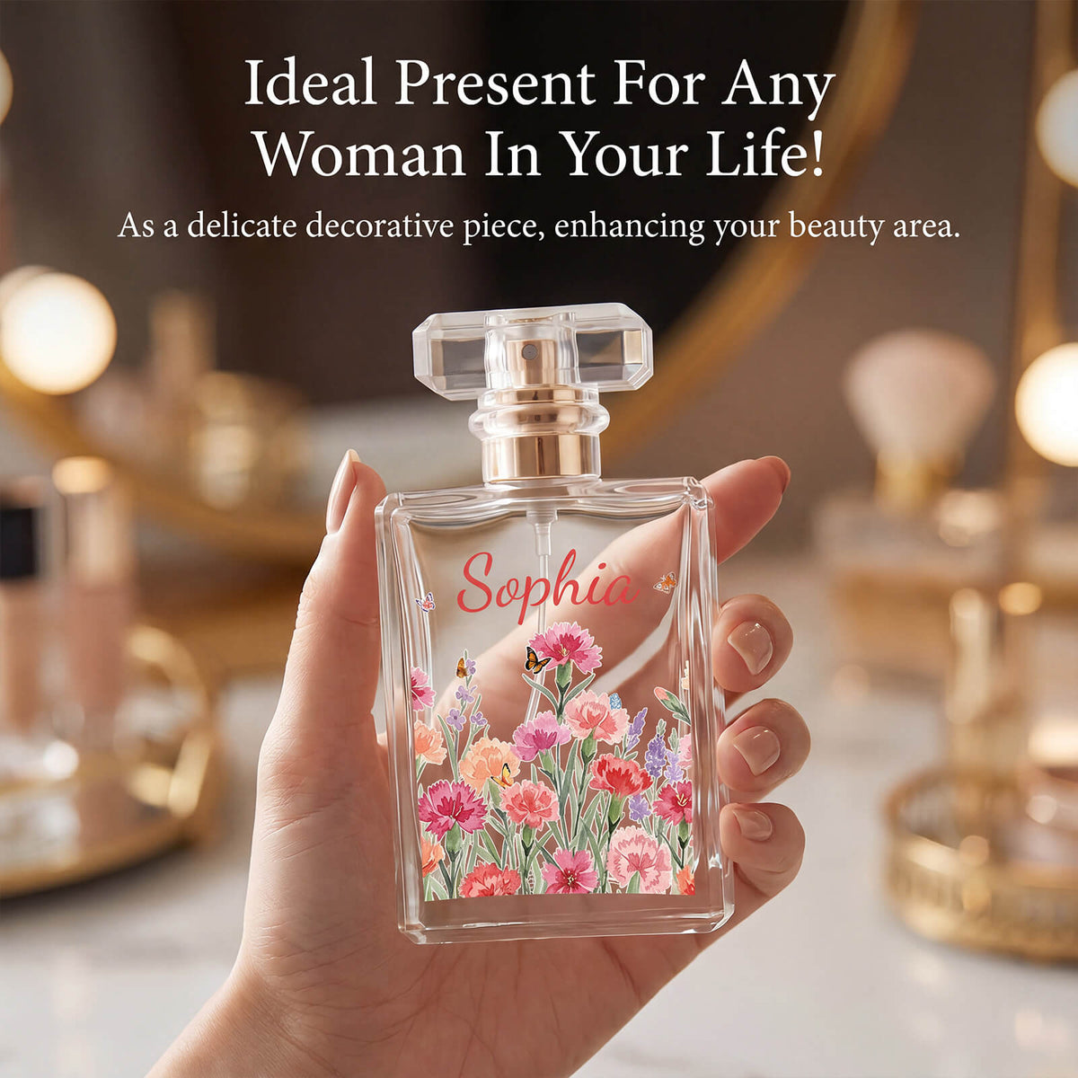Personalized Floral Glass Perfume Bottle