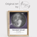 Custom Moon Phase Gift for Specific Date | Romantic Gifts for Her | Gifts for Husband | Personalized Night Sky | Paper Anniversary | (e.g. Wedding Valentine's Day Birthday etc) | Grey with Thin Border & Front Glow