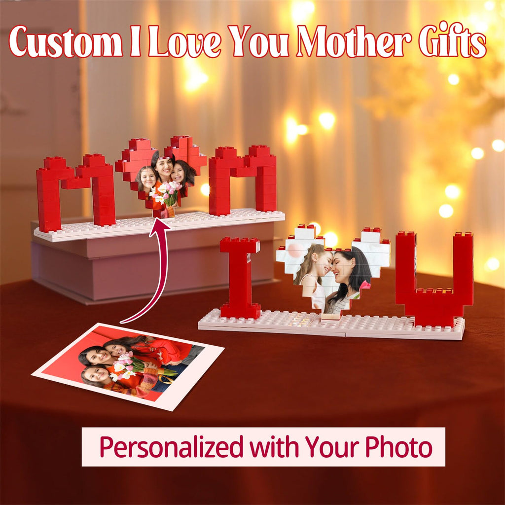 Custom Valentines Day Gifts Building Blocks Personalised I Love You Building Bricks with Photo DIY Blocks Puzzles Couple Gifts for Lovers Girlfriend Boyfriend