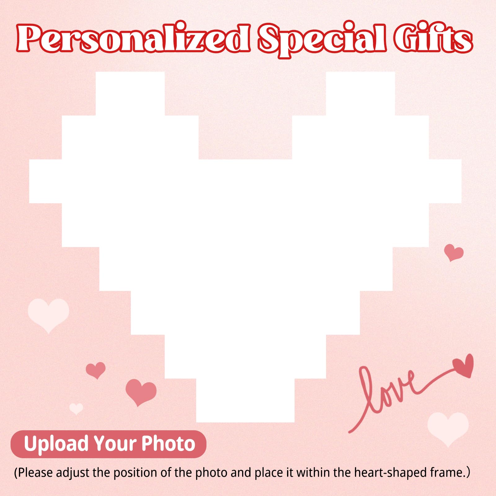 Custom Valentines Day Gifts Building Blocks Personalised I Love You Building Bricks with Photo DIY Blocks Puzzles Couple Gifts for Lovers Girlfriend Boyfriend